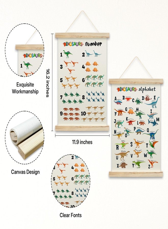 OZTEMETY Dinosaur Alphabet Numbers Poster Hanger Frame, Number Chart 1-10 For Kids For Wall, Toddler Learning Posters, Toddlers Kids Classroom Playroom Decor, Set Of 2 -B06 - Image 2